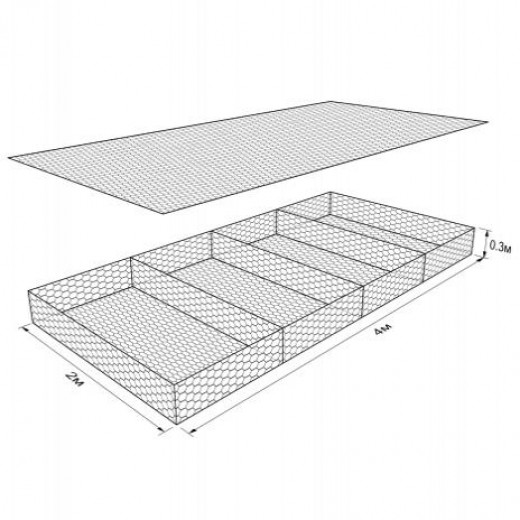 Габион ГСИ-М-4,0х2,0х0,3-С60-2,4-Ц