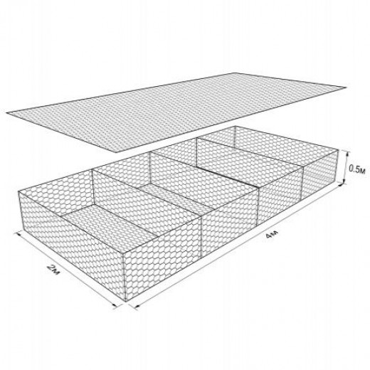 Габион ГСИ-М-4,0х2,0х0,5-С80-2,7-Ц