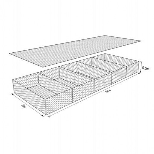 Габион ГСИ-М-5,0х2,0х0,5-С80-2,7/3,7-ЦП