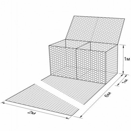 Габион ГСИ-КА-6,0х2,0х1,0-С80-2,7/3,7-ЦП